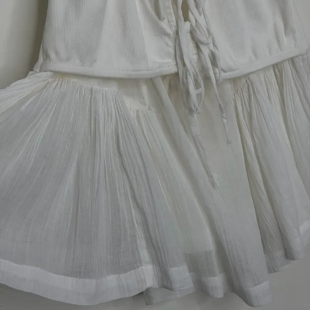 Free People Free-est Babydoll Layered Tank Top Ivory White Size Medium Cotton